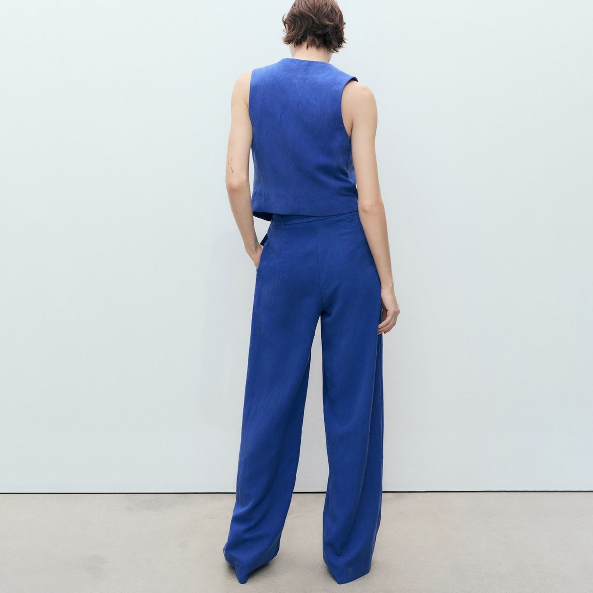 MANGO - Pantalón Traje Lyocell Cinturón Lazo Mujer Mango