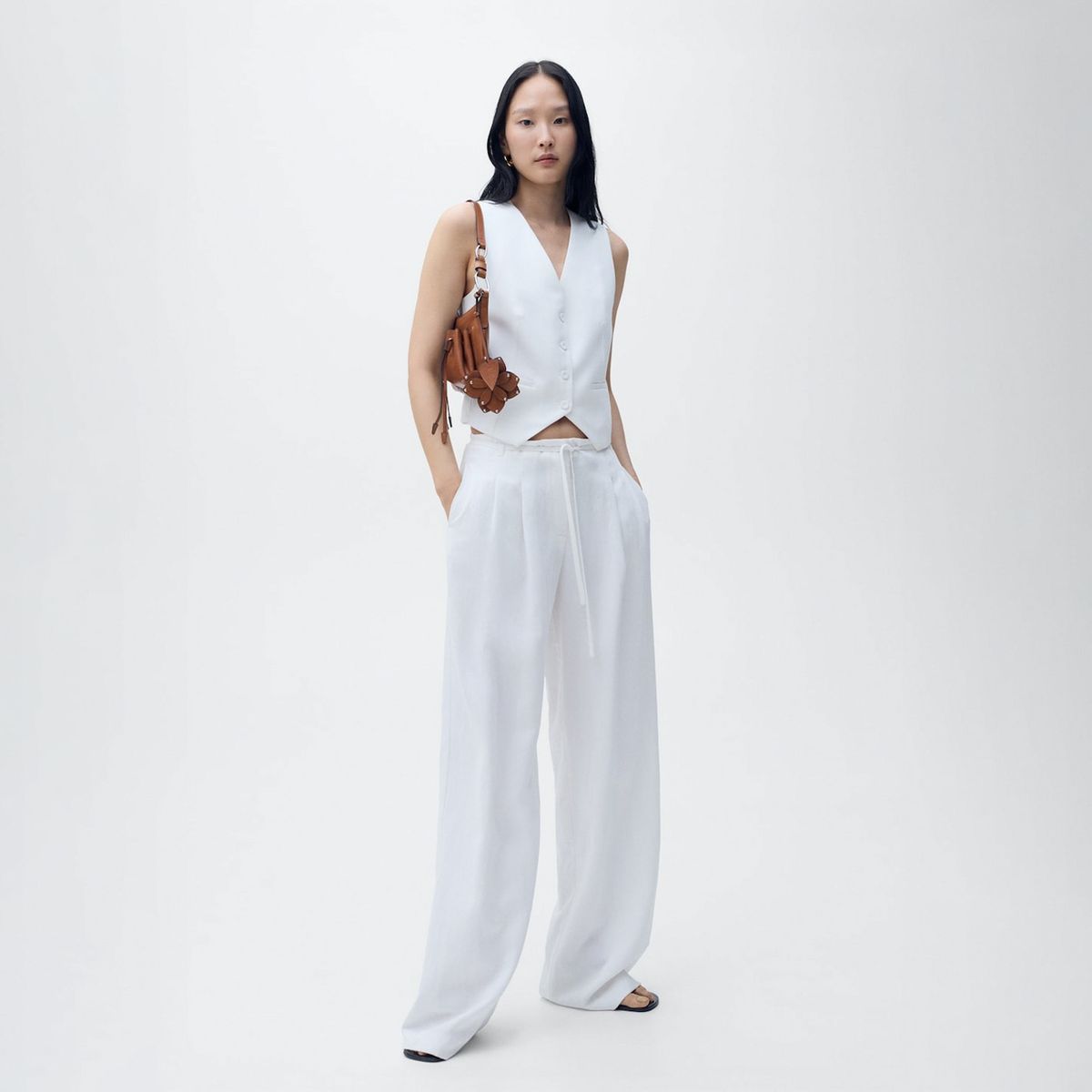 MANGO - Pantalón Traje Lyocell Cinturón Lazo Mujer Mango