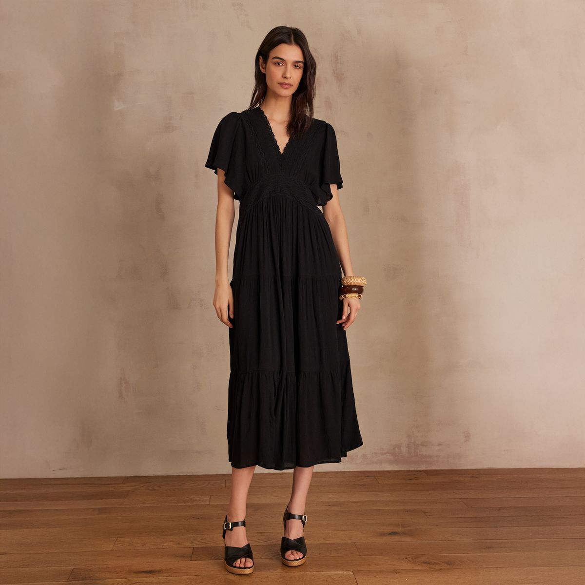 MAISON 123 - Vestido Midi Detalles Bordados Mujer 123