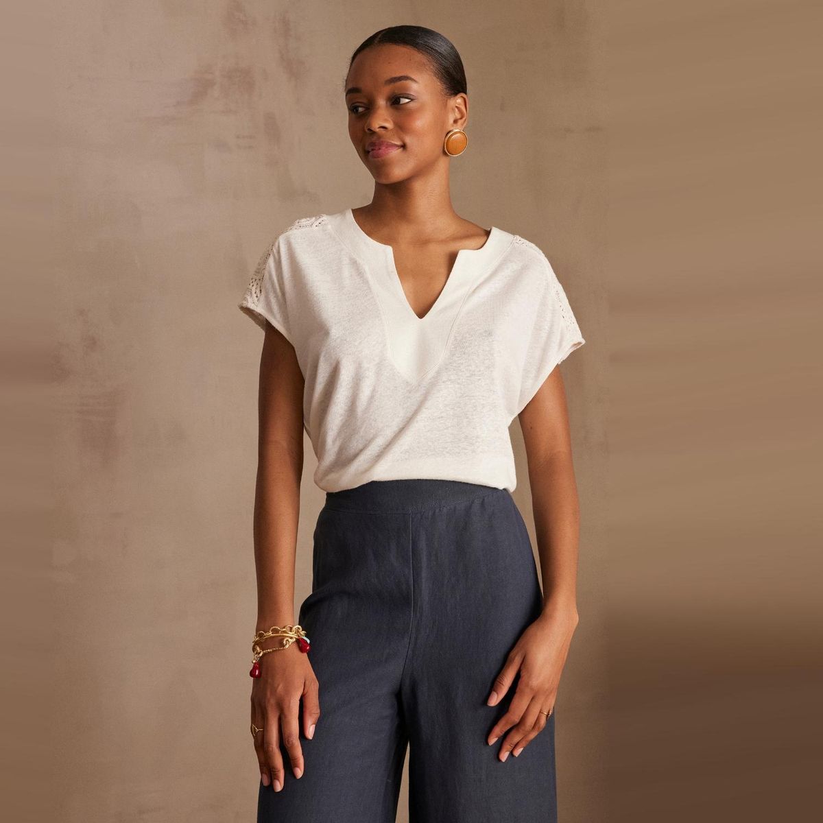 MAISON 123 - Polera Lisa Manga Corta Mujer Maison 123