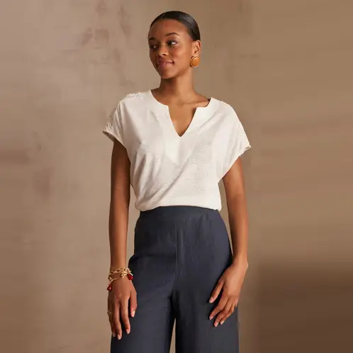 MAISON 123 - Polera Lisa Manga Corta Mujer