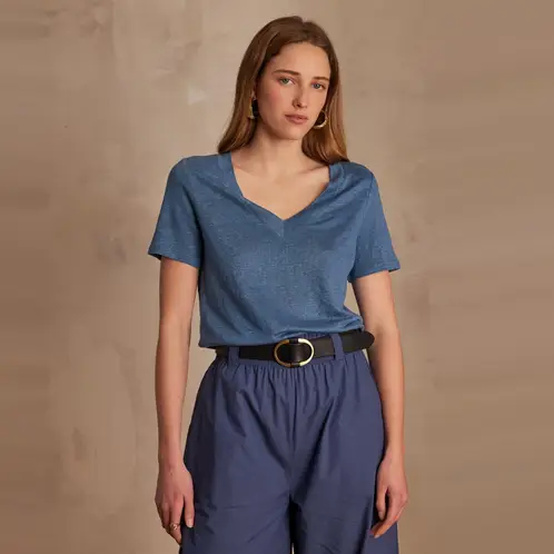 MAISON 123 - Polera Lisa Manga Corta Mujer