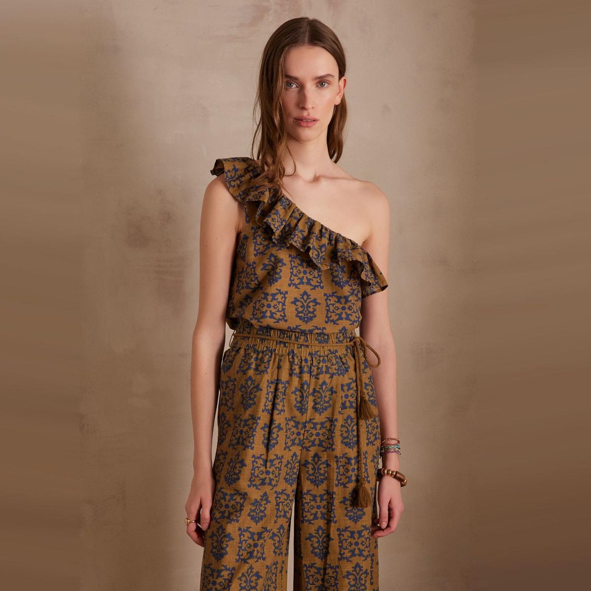 MAISON 123 - Blusa Estampada Asimétrica Mujer 123