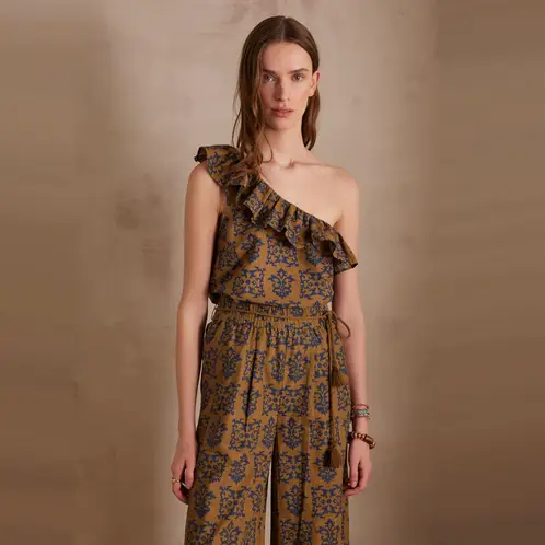 MAISON 123 - Blusa Estampada Asimétrica Mujer 123