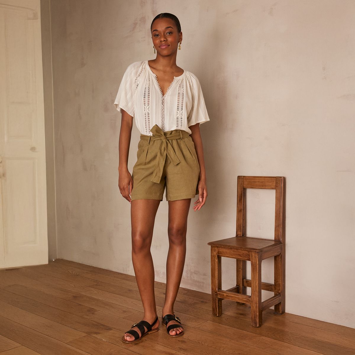 MAISON 123 - Short Lazo 100% Lino Mujer 123