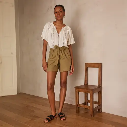 MAISON 123 - Short Lazo 100% Lino Mujer 123