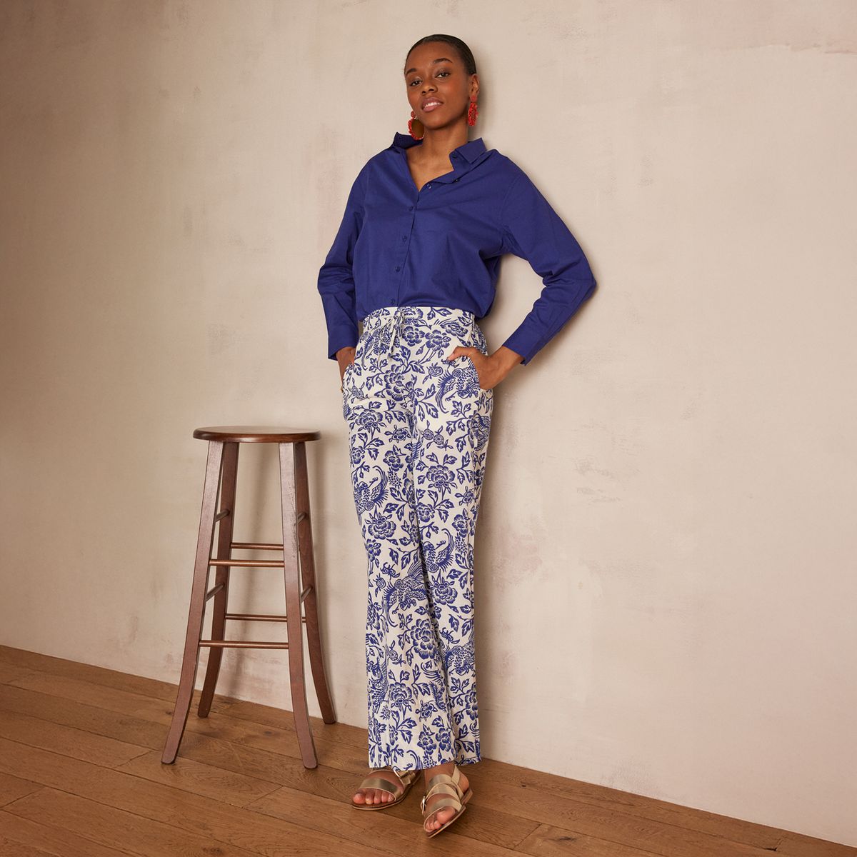 MAISON 123 - Pantalón Estampado 100% Algodón Mujer 123