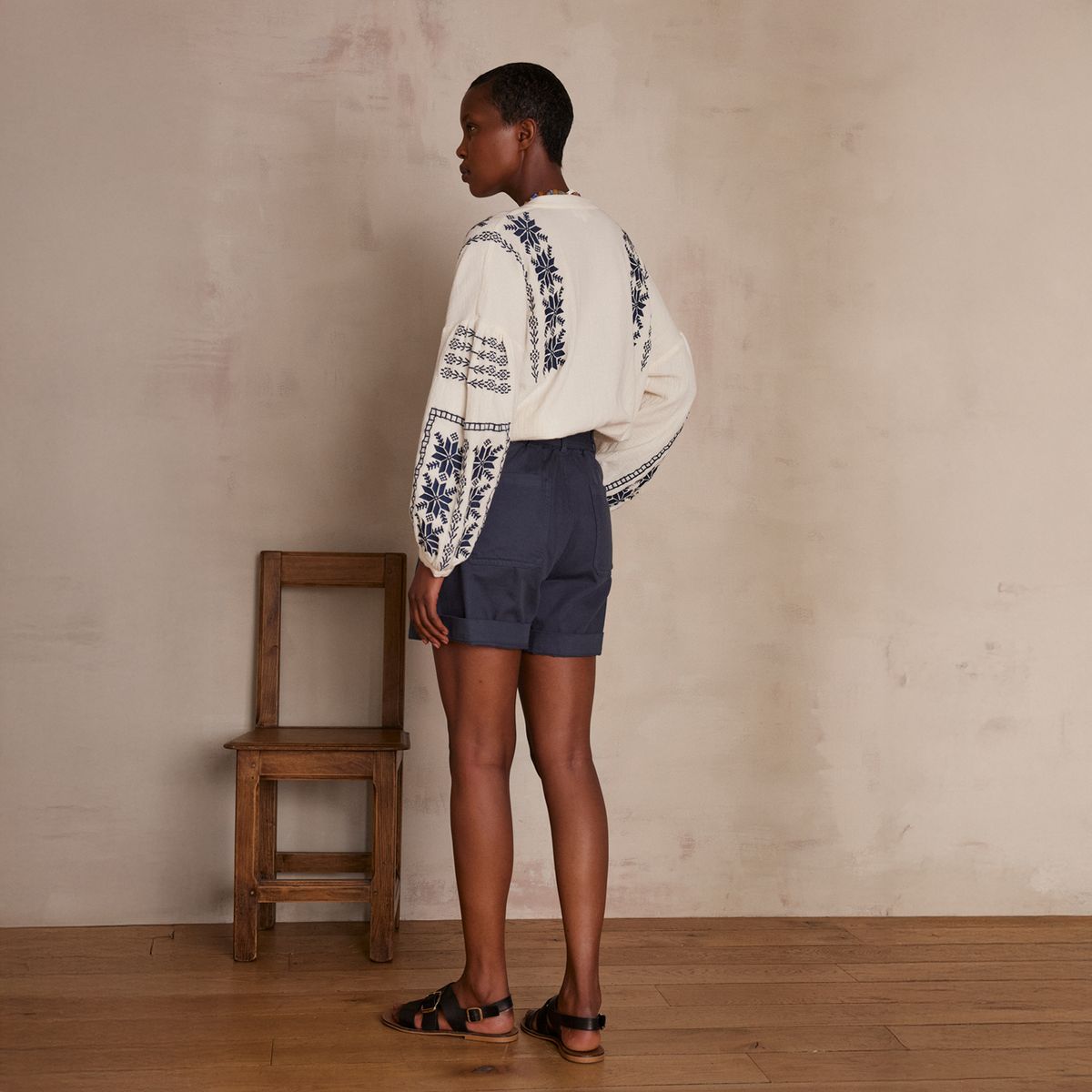 MAISON 123 - Short Con Cinturón 100% Algodón Mujer 123