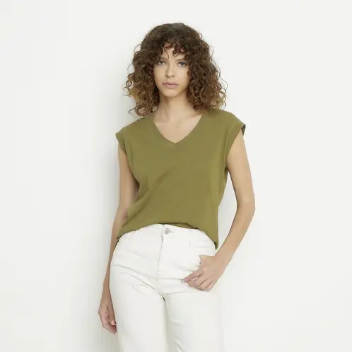 MAISON 123 - Polera Manga Corta 100% Algodón Mujer 123