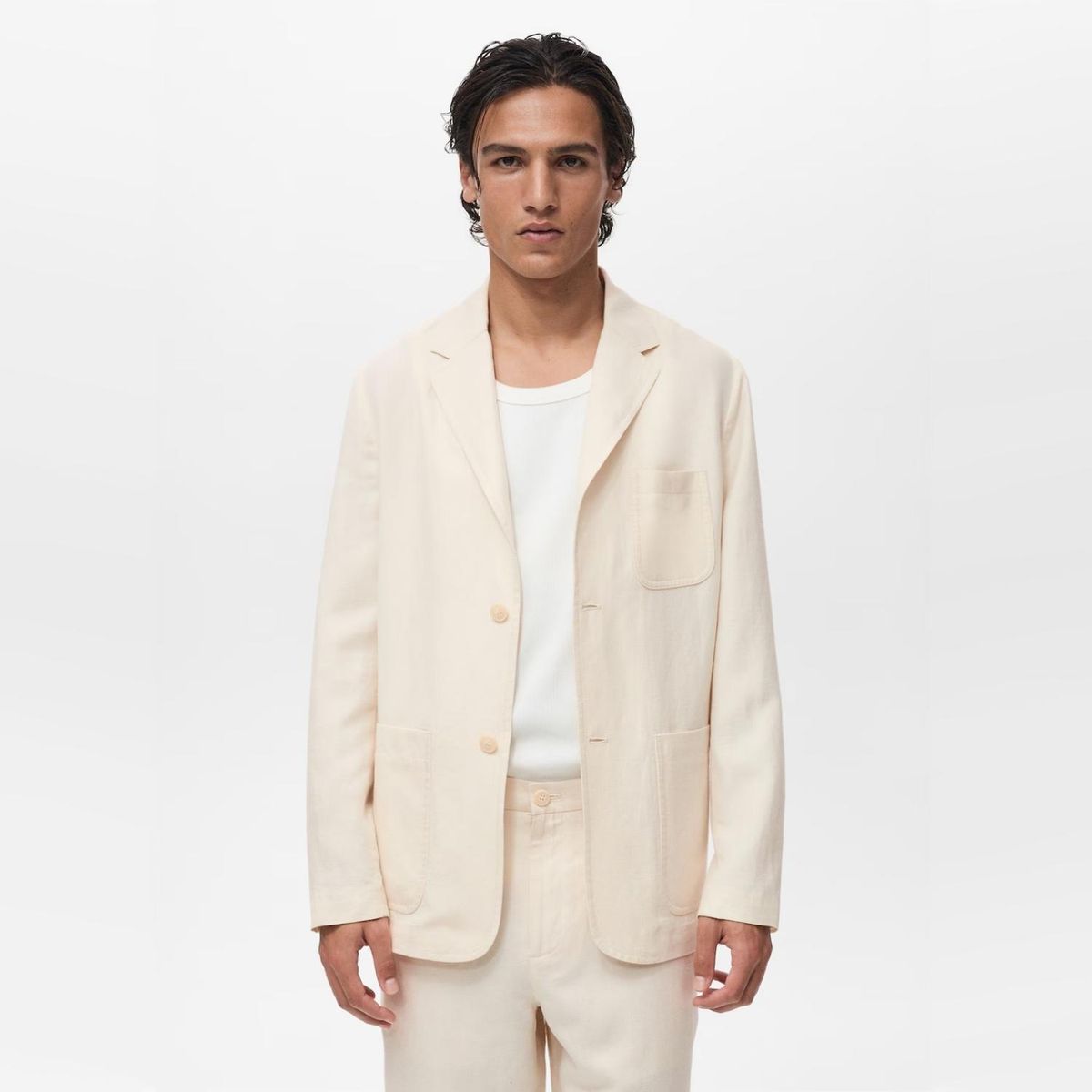 MANGO MAN - Blazer Rustic Regular Fit Lyocell Lino Hombre Mango Man