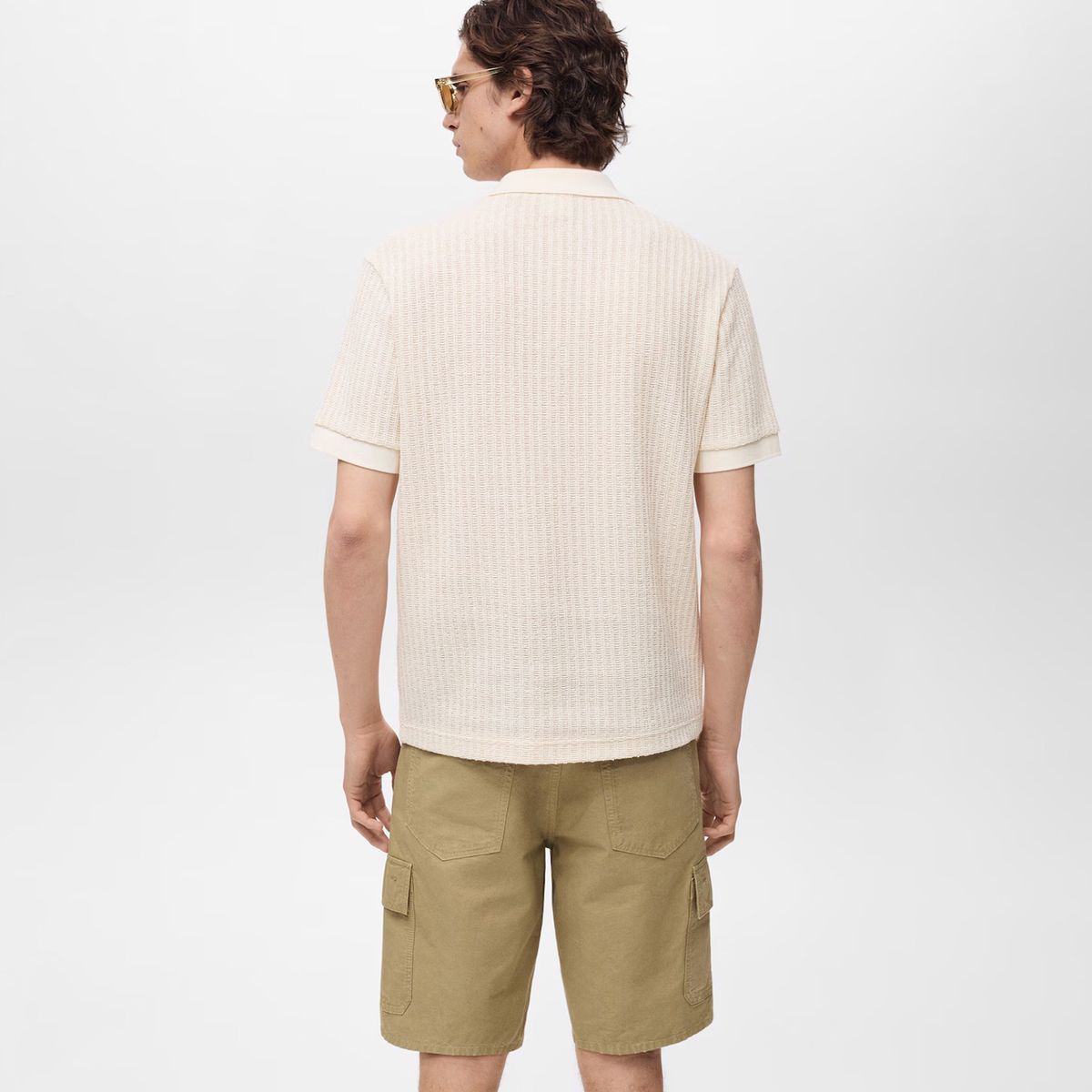 MANGO MAN - Polera Openp Punto Canalé Manga Corta Hombre Mango Man