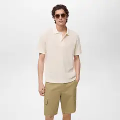 MANGO MAN - Polera Openp Punto Canalé Manga Corta Hombre