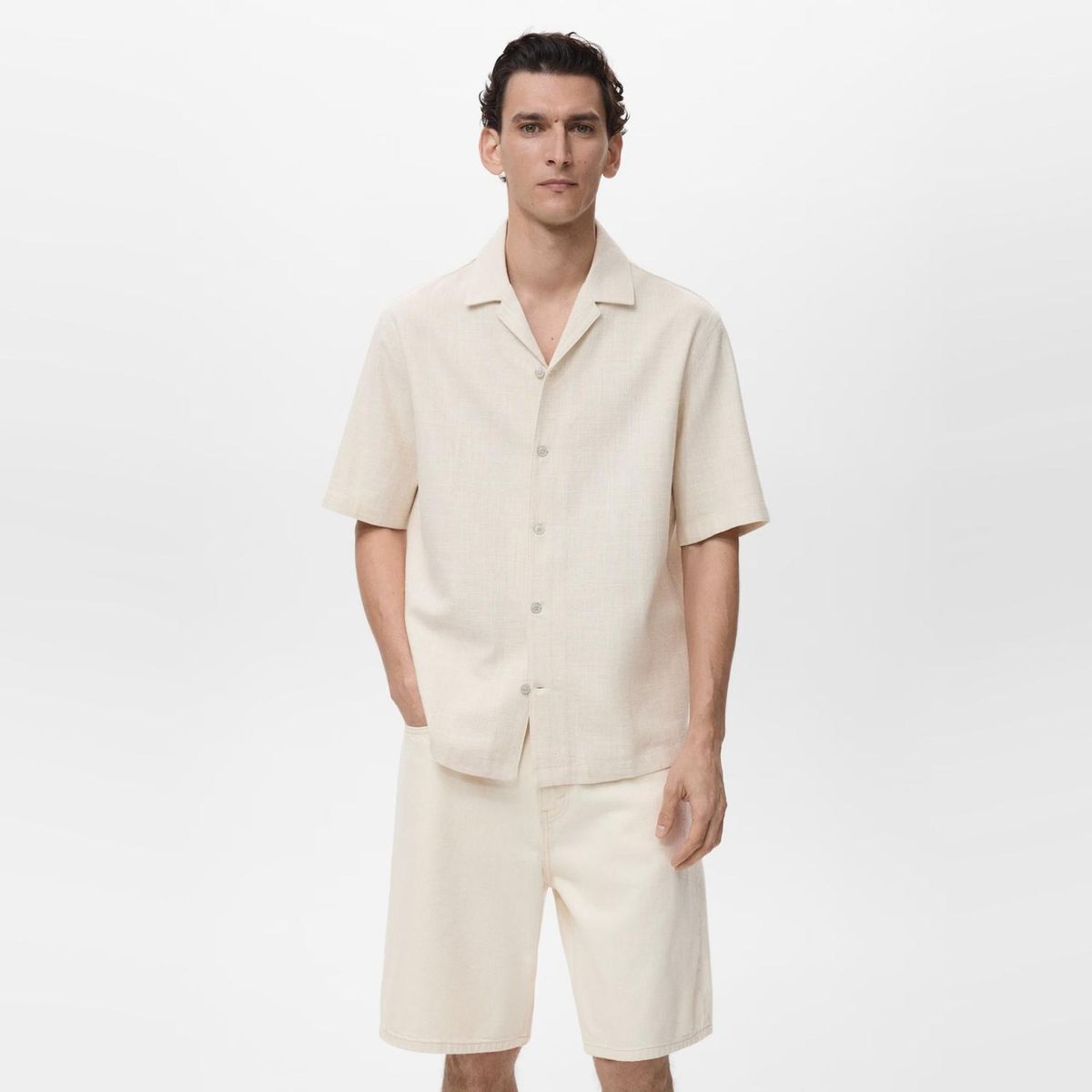 MANGO MAN - Camisa Gozo Regular Fit Algodón Lino Hombre Mango Man