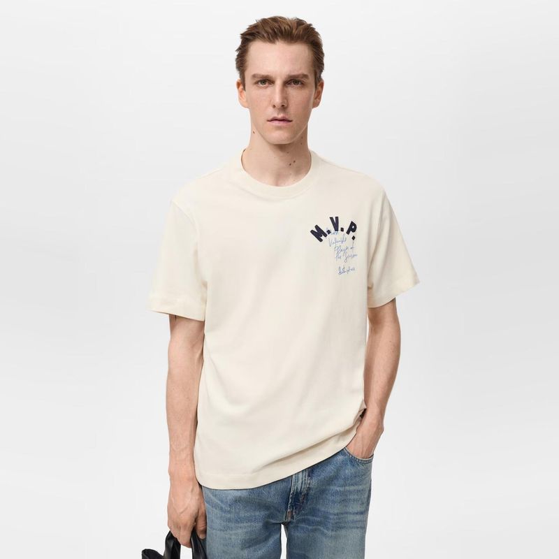 MANGO MAN - Polera MVPCR 100% Algodón Bordada Regular Fit Hombre Mango Man