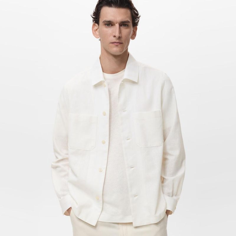 MANGO MAN - Sobrecamisa Ibiza Regular Fit Algodón Lino Hombre Mango Man