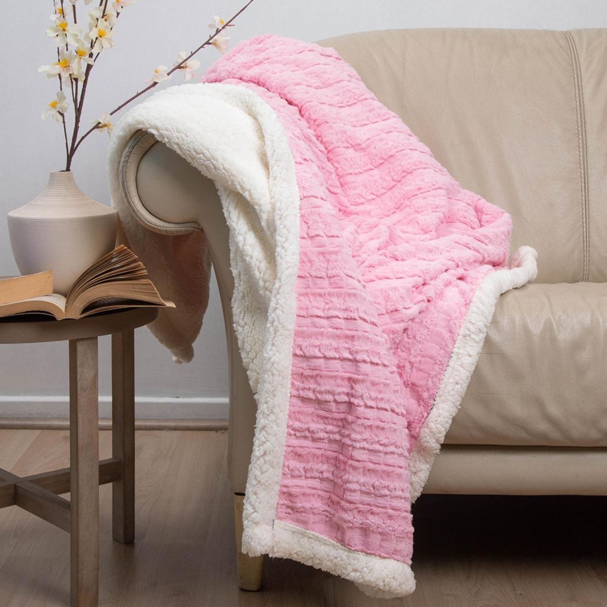 DORAL - Manta Plush Sherpa Rosa Doral