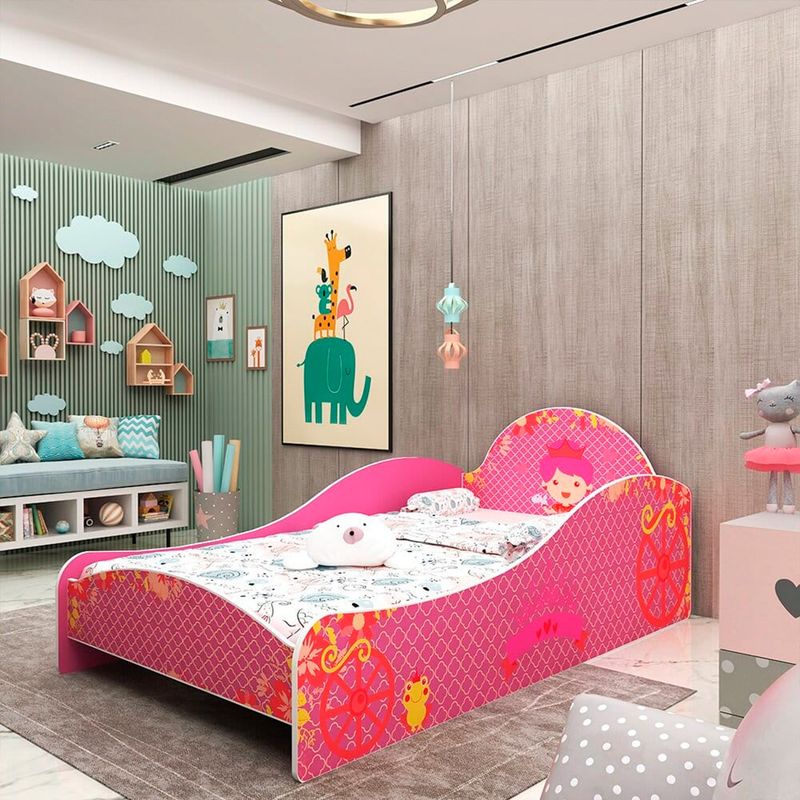 DECOCASA - Cama Princesa Rosada 1 Plaza Decocasa