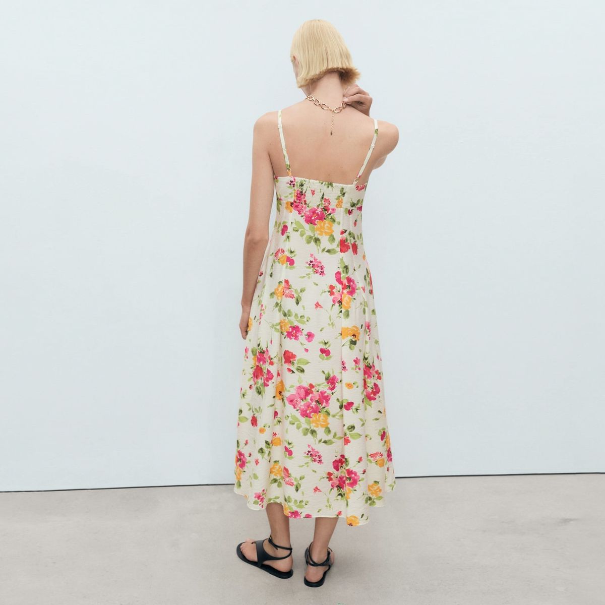 MANGO - Vestido Evasé Estampado Floral Mujer Mango