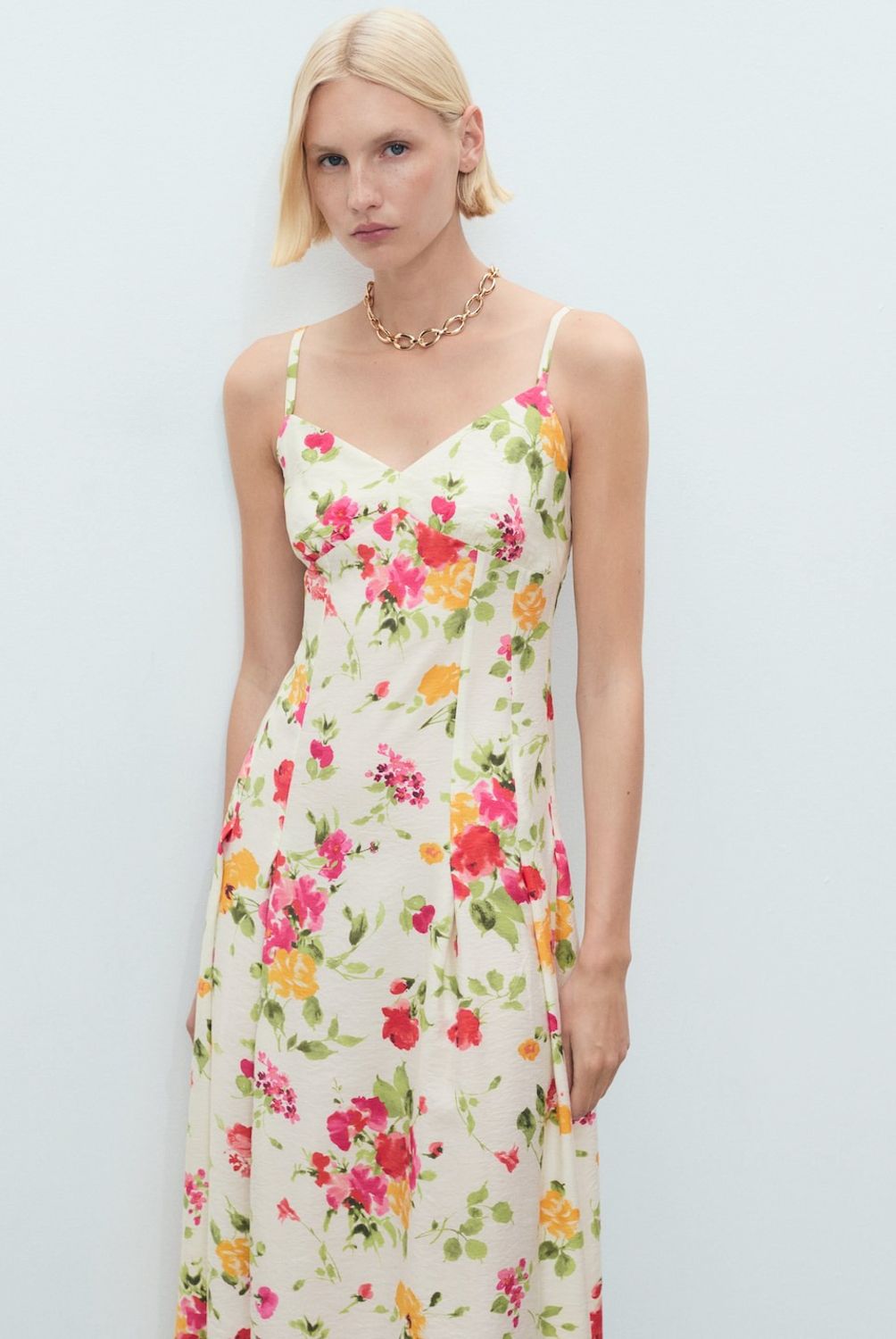 MANGO - Vestido Evasé Estampado Floral Mujer Mango