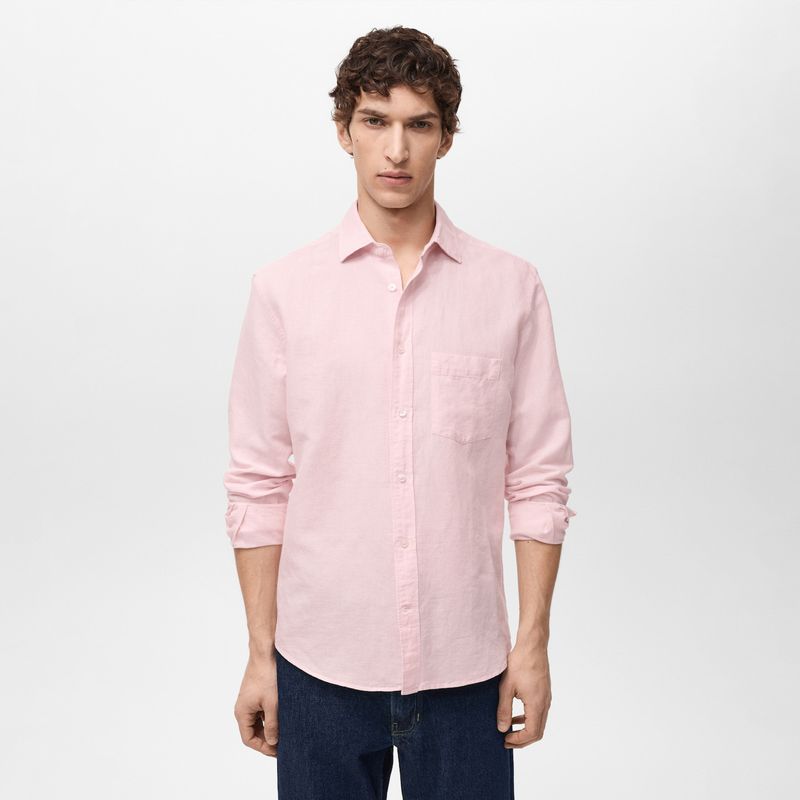MANGO MAN - Camisa Avispa Lino Fit Clásico Hombre Mango Man