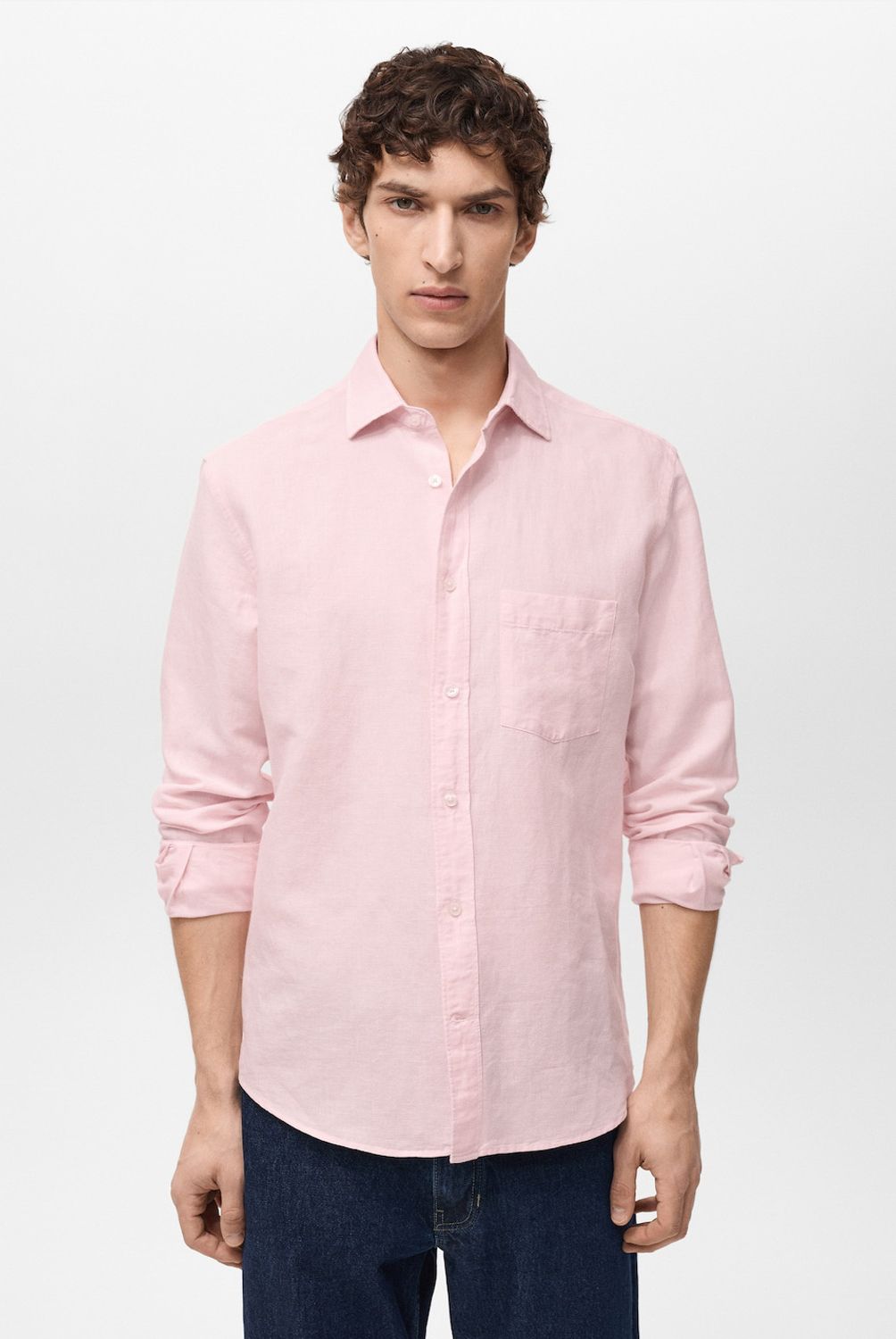 MANGO MAN - Camisa Avispa Lino Fit Clásico Hombre Mango Man
