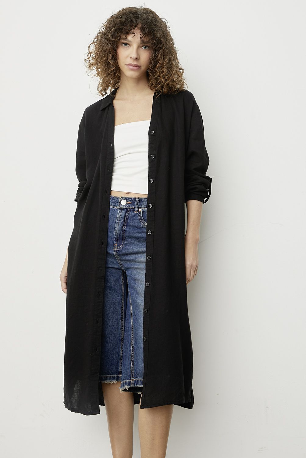 VERO MODA - Vestido Largo Botones Lino Mujer Vero Moda