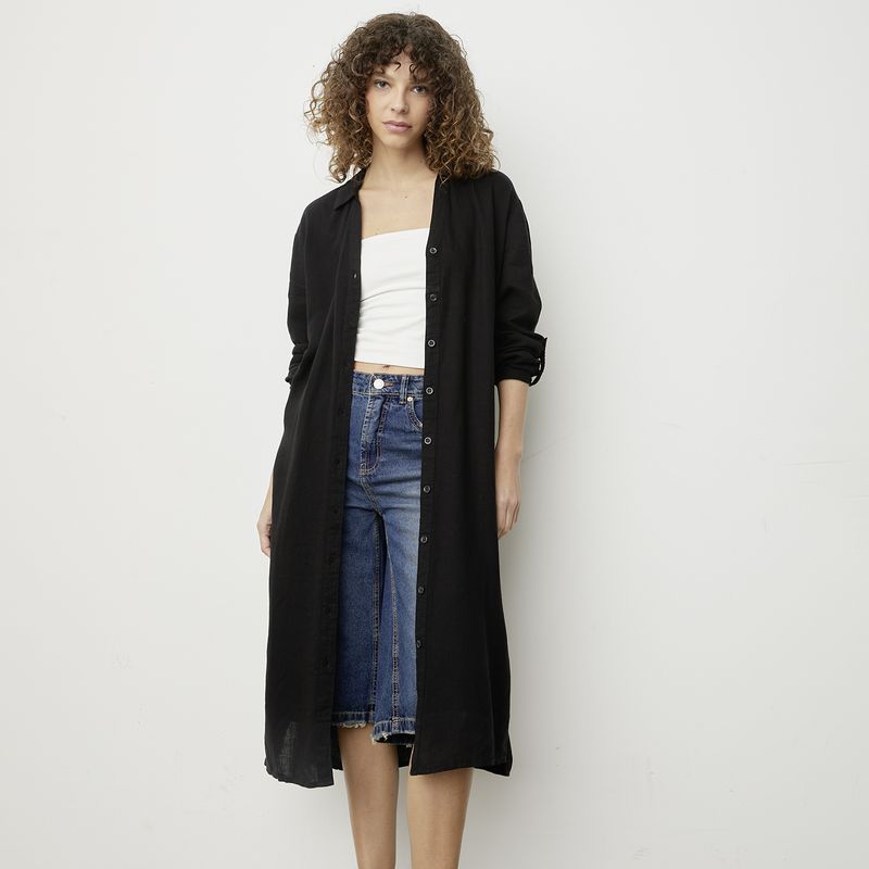 VERO MODA - Vestido Largo Botones Lino Mujer Vero Moda