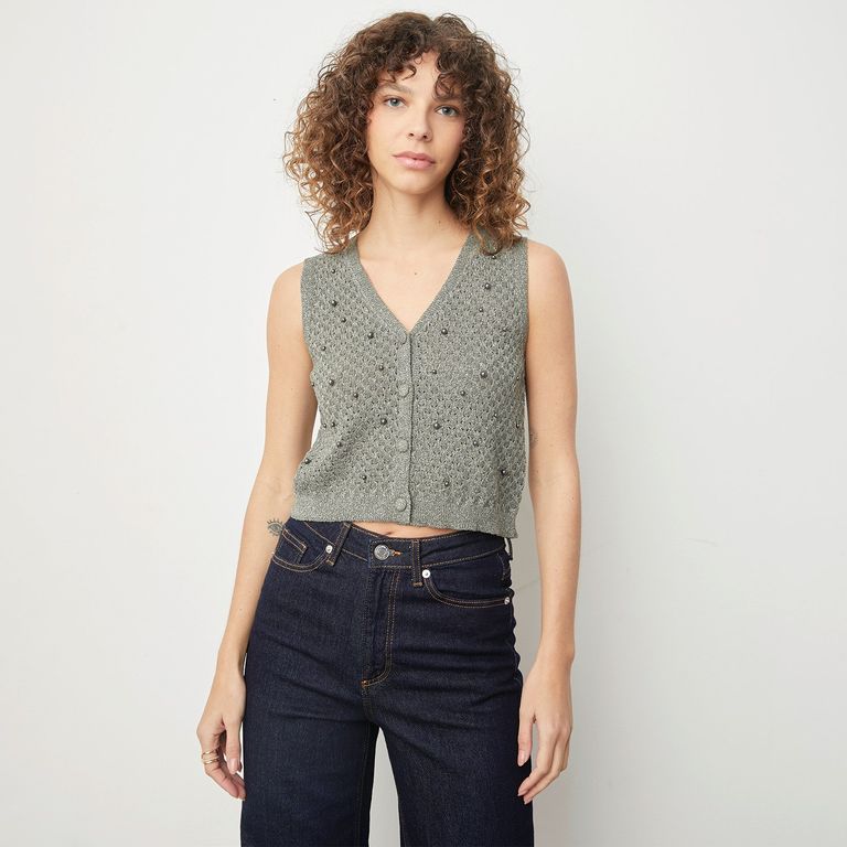 VERO MODA Polera Tejida Sin Mangas Mujer