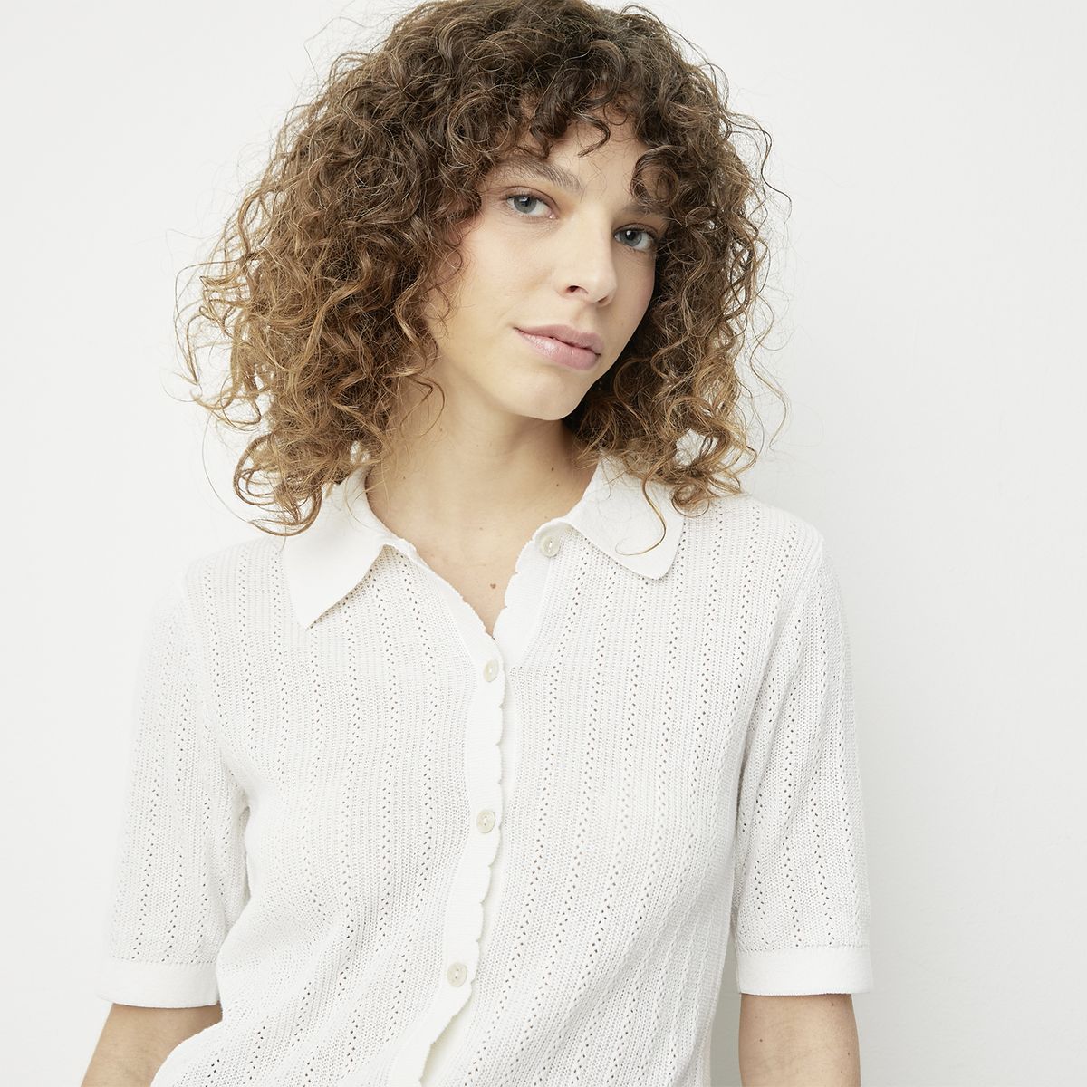 VERO MODA - Polera Botones Manga Corta Algodón Mujer Vero Moda