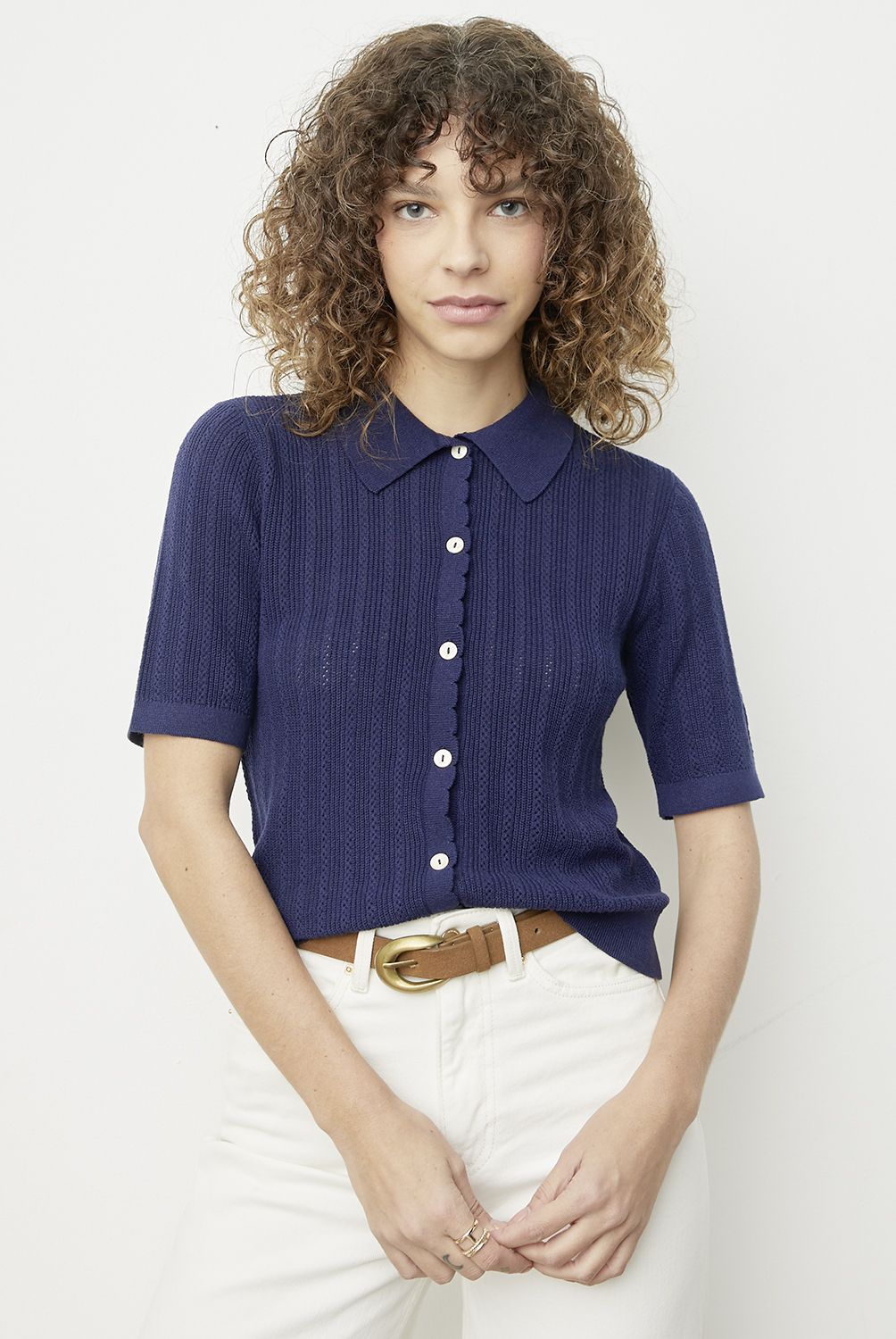 VERO MODA - Polera Botones Manga Corta Algodón Mujer Vero Moda