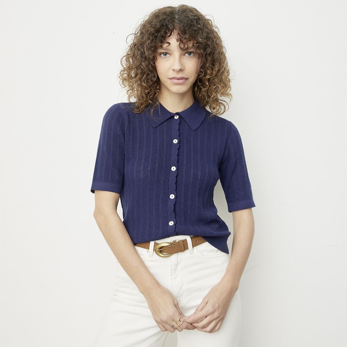VERO MODA - Polera Botones Manga Corta Algodón Mujer Vero Moda