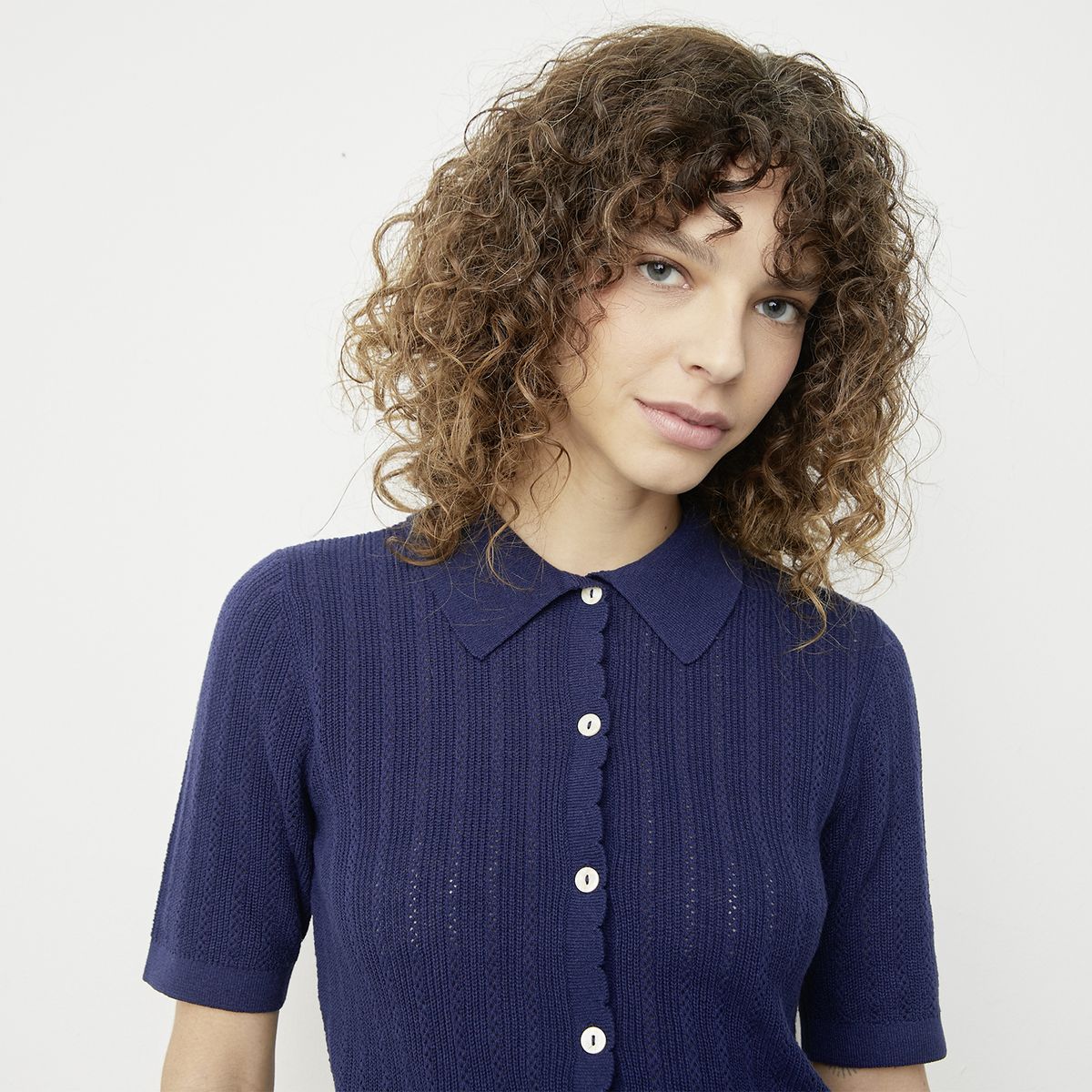 VERO MODA - Polera Botones Manga Corta Algodón Mujer Vero Moda