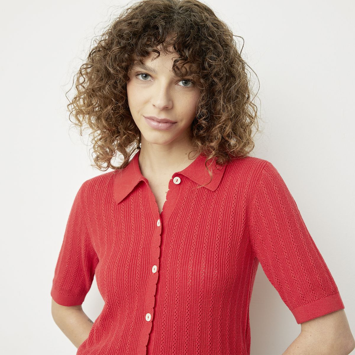 VERO MODA - Polera Botones Manga Corta Algodón Mujer Vero Moda