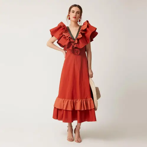 COOSY - Vestido 100% Algodón Mujer