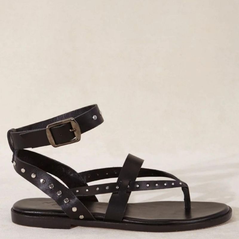 MICUIR - Sandalia Mujer Cuero Negro Micuir