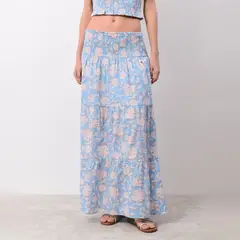 BROWNIE - Falda Larga Smock Estampado Mujer