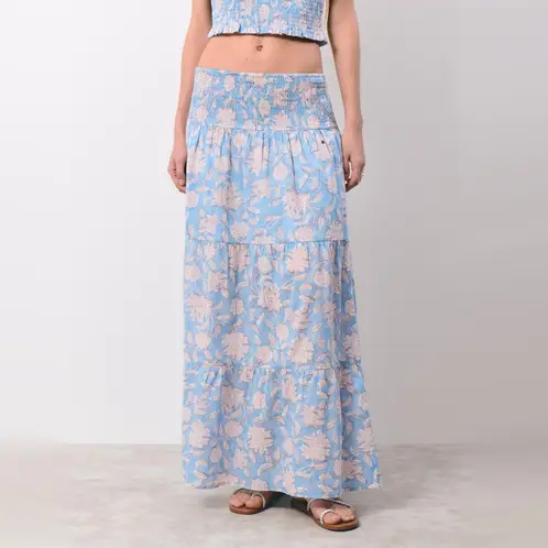 BROWNIE - Falda Larga Smock Estampado Mujer