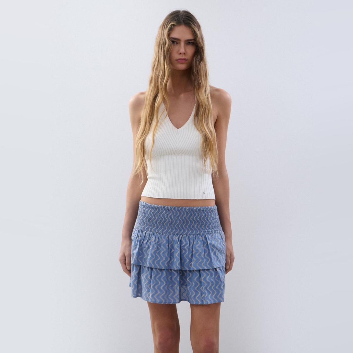 BROWNIE - Falda Volantes Jacquard Ondas Mujer Brownie