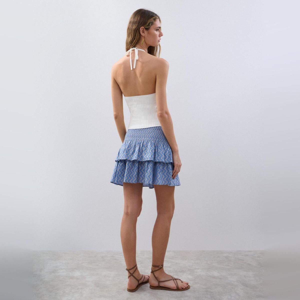 BROWNIE - Falda Volantes Jacquard Ondas Mujer Brownie