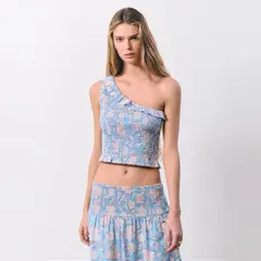 BROWNIE - Top Smocks Asimétrico Estampado Mujer