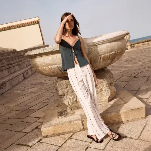 BROWNIE - Pantalón Bordado Mujer