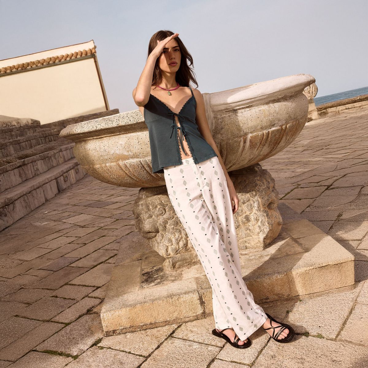 BROWNIE - Pantalón Bordado Mujer Brownie