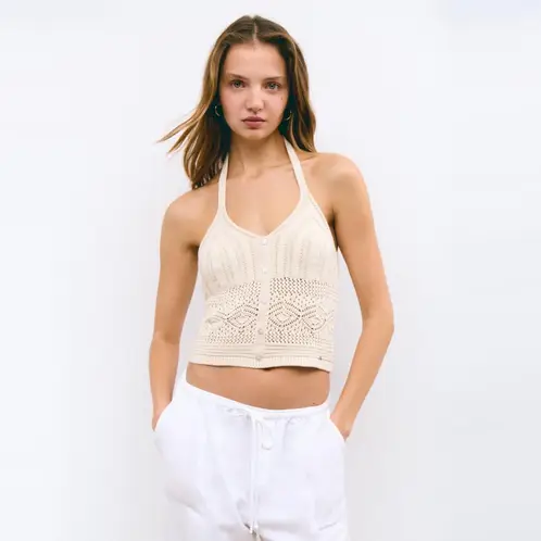 BROWNIE - Top Crochet Botones Mujer