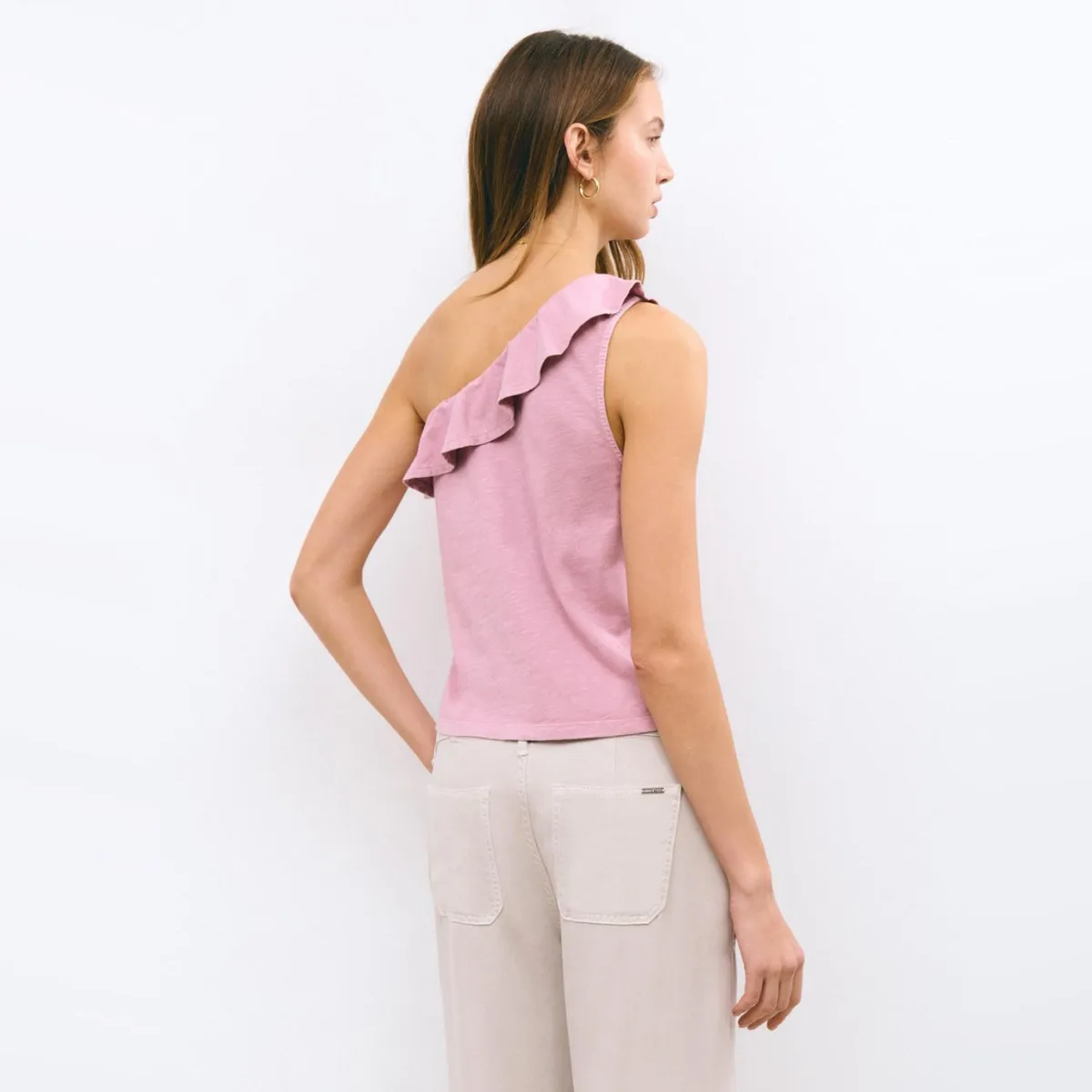 BROWNIE - Polera Volante Asimétrico Mujer Brownie