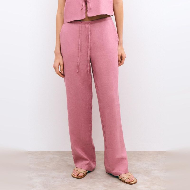 BROWNIE - Pantalón Bajo de Lino Mujer Brownie