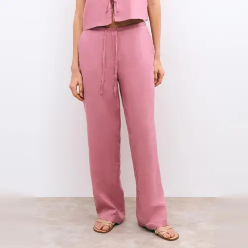 BROWNIE - Pantalón Bajo de Lino Mujer