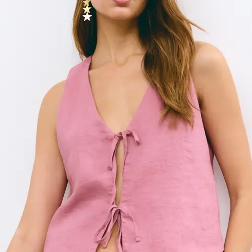 BROWNIE - Blusa de Lino Lazos Mujer