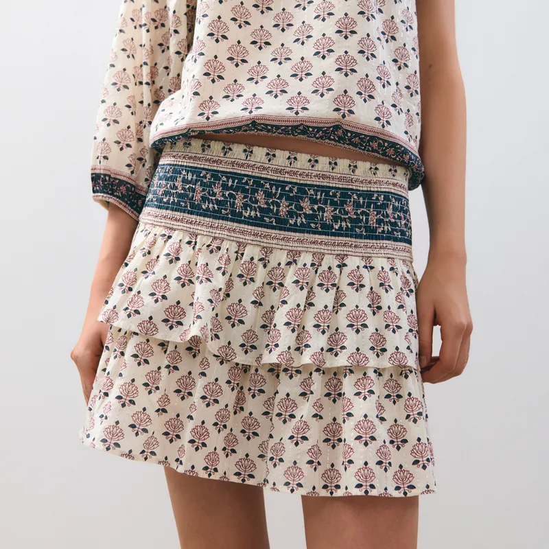 BROWNIE - Falda Volantes Block Print Mujer Brownie