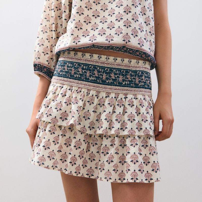 BROWNIE - Falda Volantes Block Print Mujer Brownie
