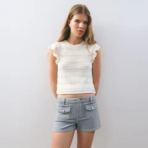 BROWNIE - Top Volantes Crochet Mujer